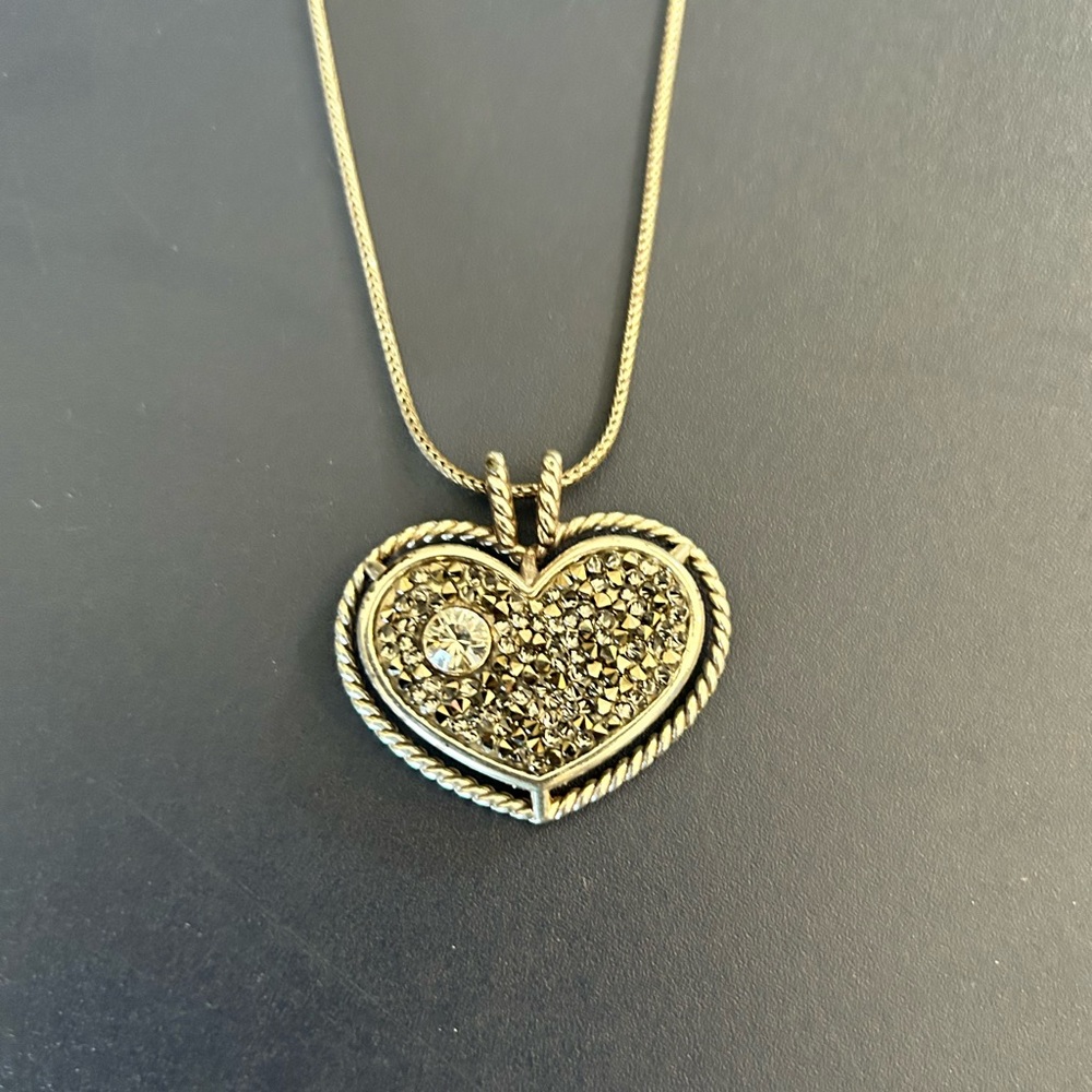 Sparkly Silver Heart Necklace